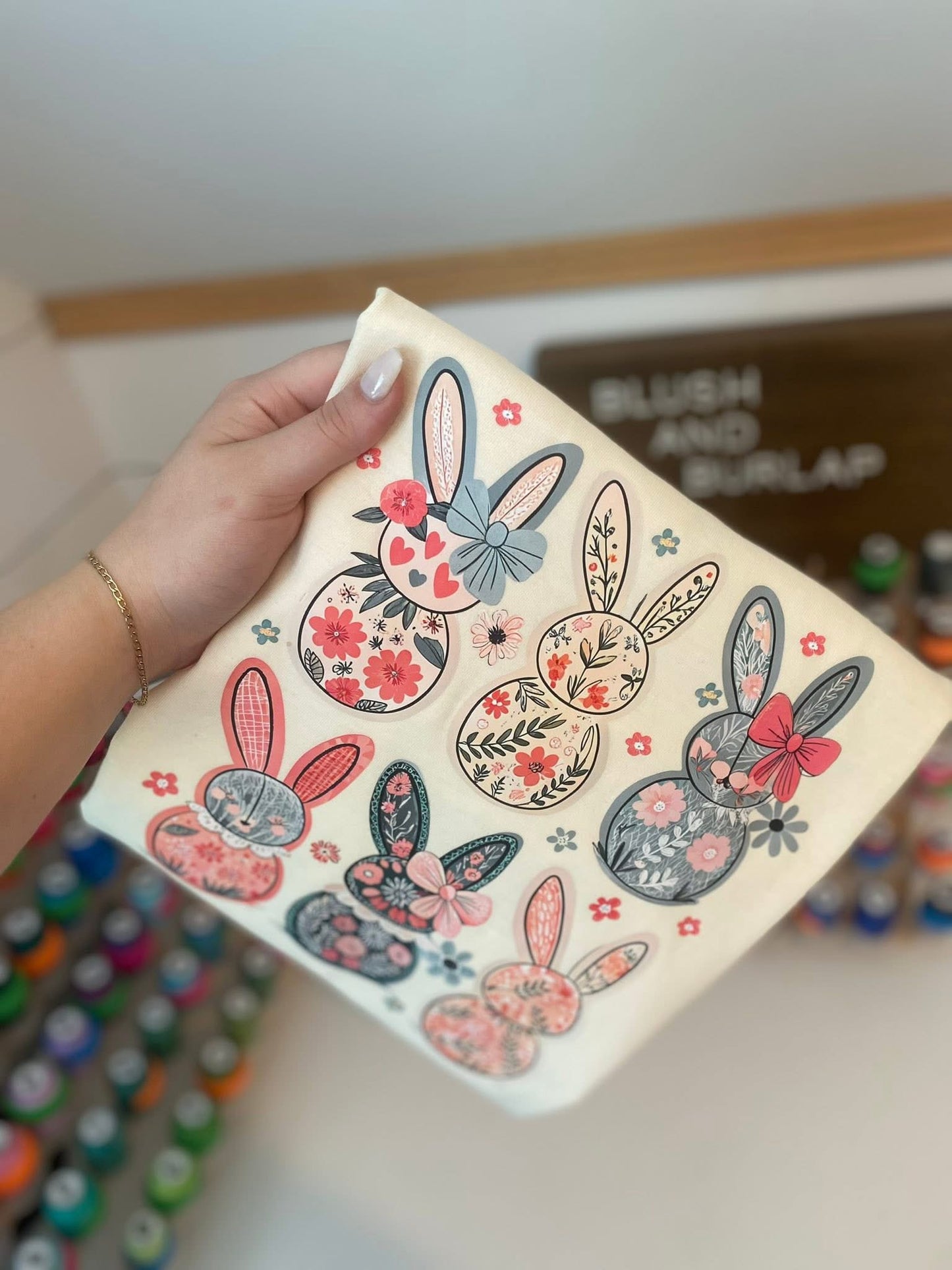 Boho Floral Bunnies (6 panel)