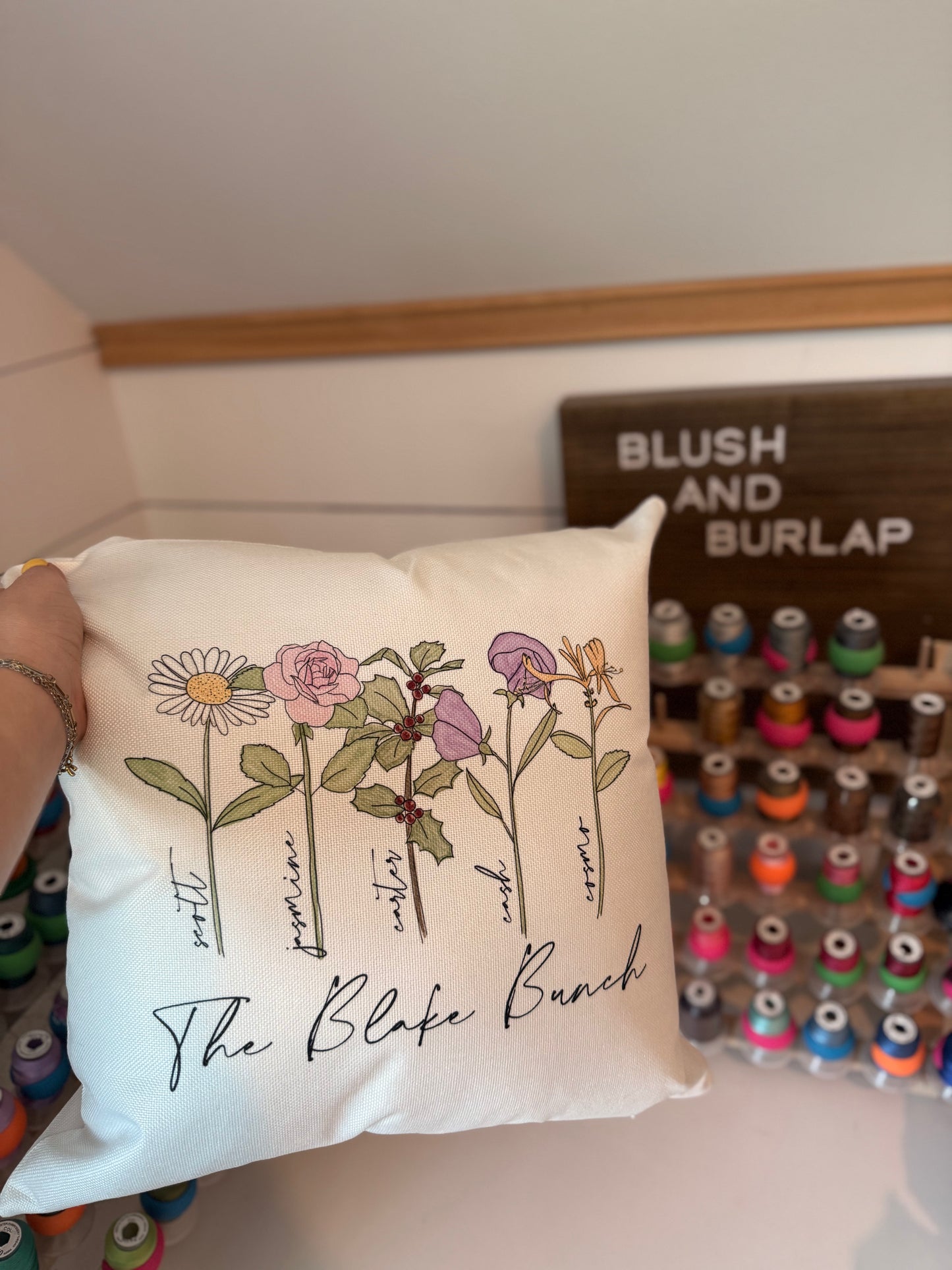Custom Birth Flower Pillow