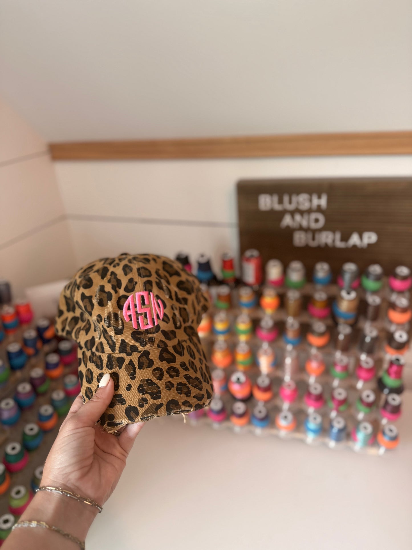 Monogram Leopard Hat