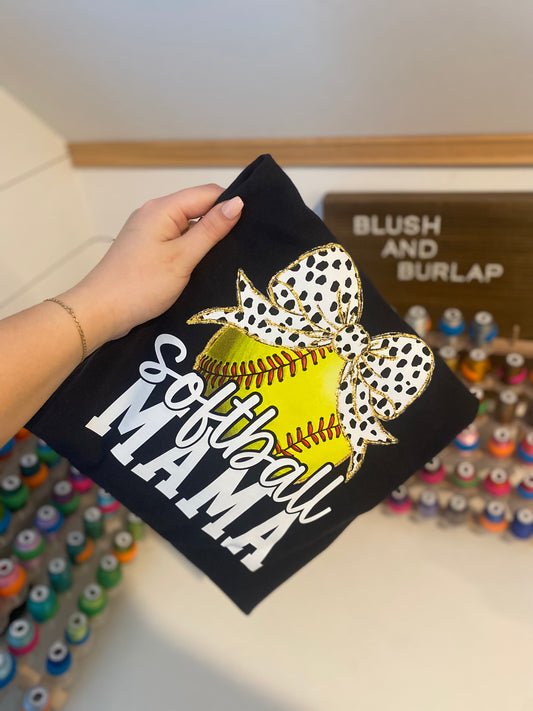 Softball Mama (dalmation bow)