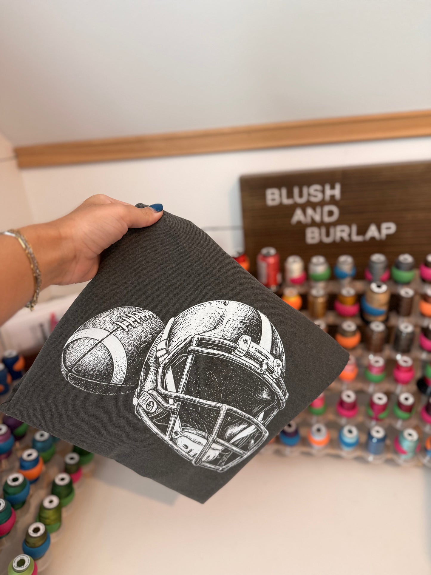 Football and Helmet Halftone
