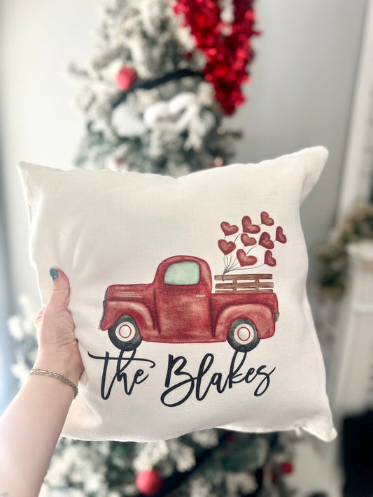 Custom Valentine's Truck Pillow